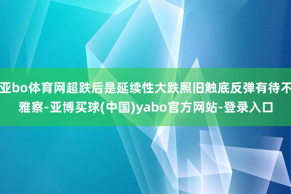 亚bo体育网超跌后是延续性大跌照旧触底反弹有待不雅察-亚博买球(中国)yabo官方网站-登录入口