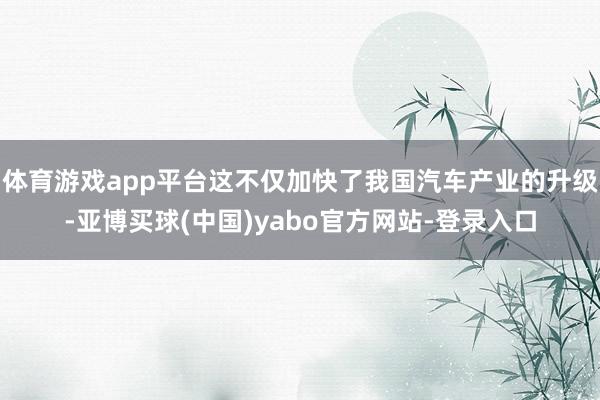 体育游戏app平台这不仅加快了我国汽车产业的升级-亚博买球(中国)yabo官方网站-登录入口