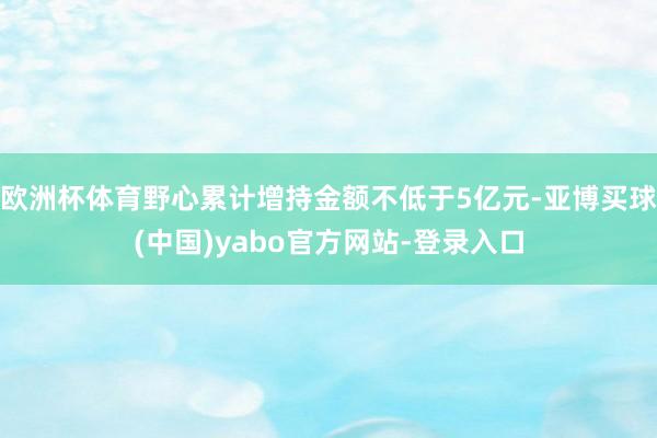 欧洲杯体育野心累计增持金额不低于5亿元-亚博买球(中国)yabo官方网站-登录入口