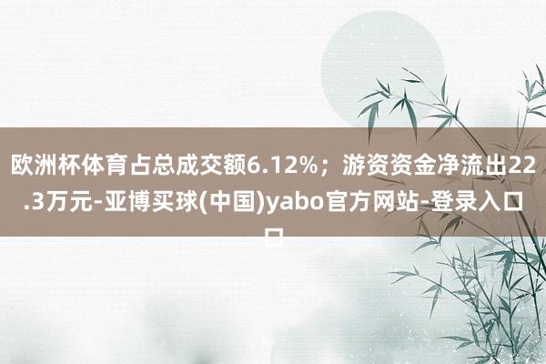 欧洲杯体育占总成交额6.12%；游资资金净流出22.3万元-亚博买球(中国)yabo官方网站-登录入口