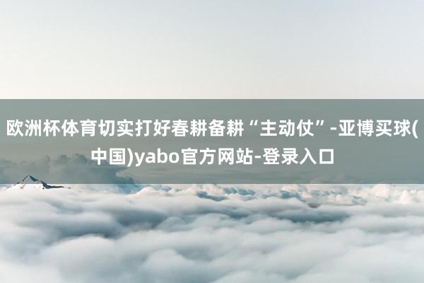 欧洲杯体育切实打好春耕备耕“主动仗”-亚博买球(中国)yabo官方网站-登录入口