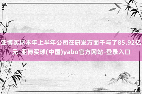 亚博买球本年上半年公司在研发方面干与了85.92亿元-亚博买球(中国)yabo官方网站-登录入口