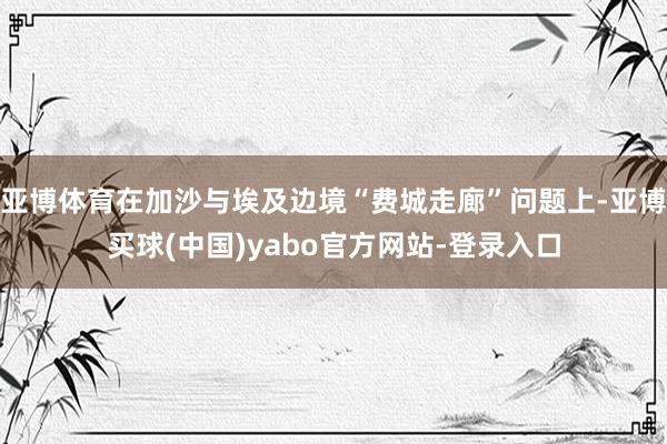 亚博体育在加沙与埃及边境“费城走廊”问题上-亚博买球(中国)yabo官方网站-登录入口