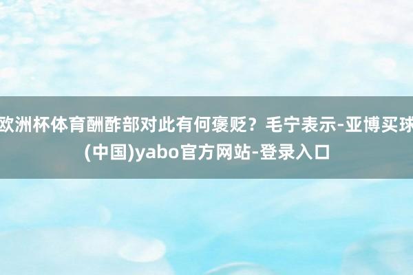 欧洲杯体育酬酢部对此有何褒贬？毛宁表示-亚博买球(中国)yabo官方网站-登录入口
