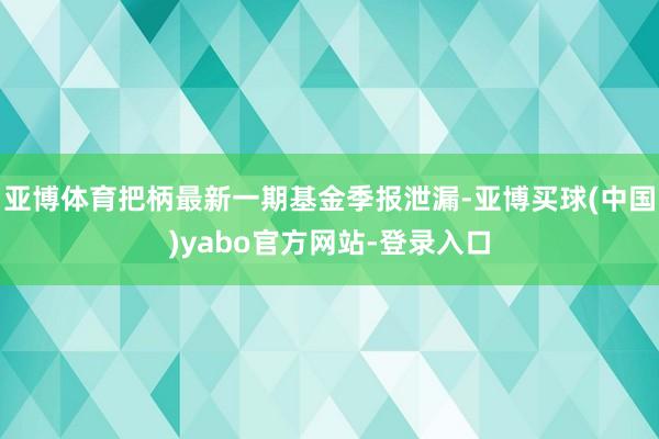 亚博体育把柄最新一期基金季报泄漏-亚博买球(中国)yabo官方网站-登录入口