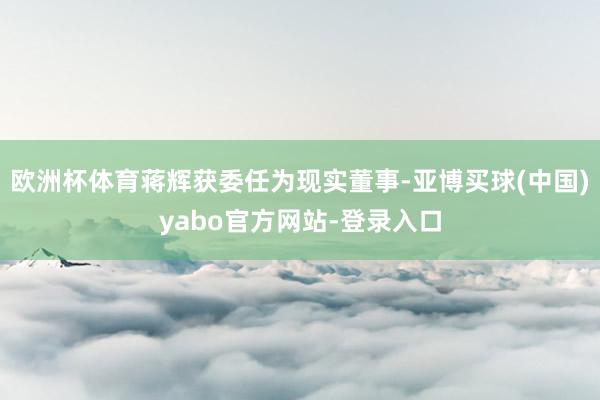 欧洲杯体育蒋辉获委任为现实董事-亚博买球(中国)yabo官方网站-登录入口