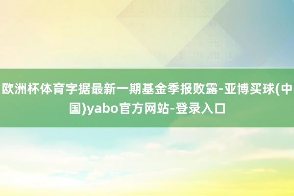 欧洲杯体育字据最新一期基金季报败露-亚博买球(中国)yabo官方网站-登录入口